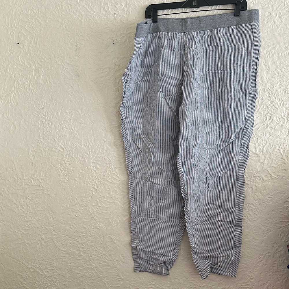 J. Jill Linen Blend White Gray Black Striped Pull On Pants NWT XL